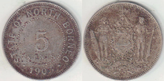 1903 H British North Borneo 5 Cents A003758